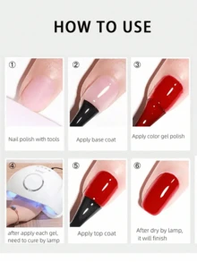 9格马卡龙纹理指甲油DIY可爱美甲配件，指甲油套装+美甲笔 - 白色 - 查看 4