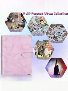 1Set A5 PU Leather Notebook Binder, 6 Ring Refillable Binder For Cash Stuffing Cover Photocard Binders, Large Multi-Functional Photo Album And Business Card Holder, Suitable For Collectible Cards, Sports And Game Trading Card, For Everyday Use