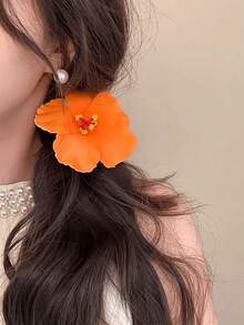 1/3 Stück Frauen Blau, Orange und Weiß Batik Kunstblumen Haarclips, 9cm Durchmesser, modisch vielseitig, elegant, einfacher minimalistischer Stil einfarbige Seitenklemmen, geeignet für täglichen Ausgang, Lässig Party, Pendeln, Urlaub zum Haare binden, flechten, Pferdeschwanz, Dutt, Gesicht waschen und Make-up, passend zu Kleidung, Haaraccessoire, Sommermode, Reise, Haarklammern, Haarspangen