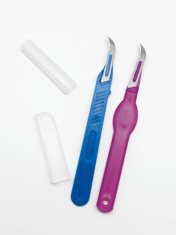 Quitahilos rosa/azul, quitahilos de hoja curva, afilado y duradero, quitahilos de mango de plástico, adecuado para manualidades de costura, deshilachado de telas gruesas, manualidades DIY y costura