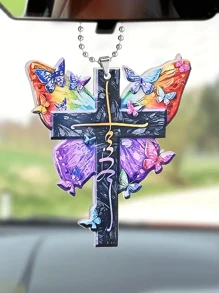 2pcs Butterfly Series Car Interior Supplies Christmas Tree Decoration Pendant Keychain Accessories