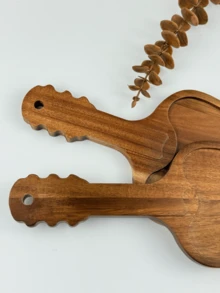 1/2 件吉他形托盘、奶酪板、储物托盘、木制品、不对称托盘、实木托盘、木制托盘、早餐托盘、托盘、食物派对装饰托盘、水果托盘、糖果托盘、寿司托盘、小吃托盘、装饰托盘、多用途实木托盘 - 棕色 - 查看 6