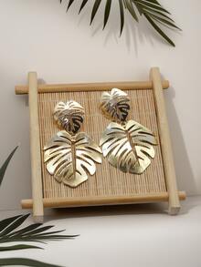 1 对复古龟背竹棕榈绿叶吊坠耳钉热带叶春夏季耳环适合女士女孩优雅休闲时尚现代度假珠宝礼物