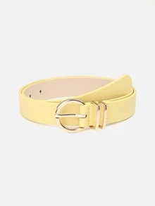 1 pieza Cinturón decorativo de mujer de unicolor y casual de PU (poliuretano), adecuado para uso diario con hebilla de doble pasador, otoño, Halloween - A - Ver 8