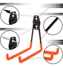 Vmingo 2 Piezas Gancho Soporte Horizontal Bicileta Arnes Acero Goma Antideslizante Pared Colgar Almacenar Garage Organizacion Habitación Taller - Tipo L - Ver 2