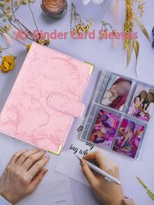 1Set A5 PU Leather Notebook Binder, 6 Ring Refillable Binder For Cash Stuffing Cover Photocard Binders, Large Multi-Functional Photo Album And Business Card Holder, Suitable For Collectible Cards, Sports And Game Trading Card, For Everyday Use