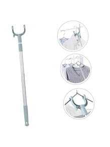 Portant à vêtements extensible, tige de penderie durable pour la maison pour accrocher les vêtements, la décoration de Noël et autres usages polyvalents. Tige de crochet de penderie, de 24,8 à 40,55 pouces avec crochets, en alliage d'aluminium, de couleur bleue