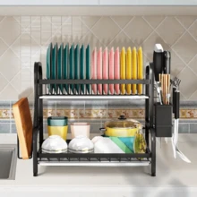 Stainless Steel Dish Drainer 2 Tiers Black - 黑色 - 查看 3