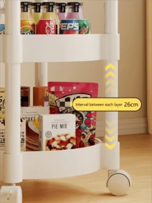 1 pieza Mesa auxiliar móvil multiusos, con ruedas de freno, desmontable y portátil, muebles de decoración para el hogar, sala de estar, mesa de noche, raqueta de viaje/camping de muebles para exteriores, mesita de centro de balcón/patio, garra de almacenamiento de cocina - Blanco - Ver 4