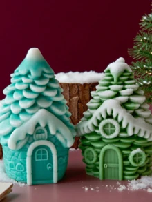 1pc 3D Christmas House Candle Silicone Mold - A Unique Pinecone-Shaped House Design, Suitable For Handicraft Art Lovers, For DIY Art Making And Scented Candle Making. It Has Strong Heat Resistance And The Effect Of Being Reusable.