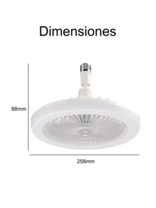 Ventilador LED todo en uno Tres tipos de luces Tres velocidades de viento con función de memoria Base E27 Modelo de control remoto Adecuado para habitación, sala de estar, sala de estudio, habitación de automóvil - Blanco - Ver 11