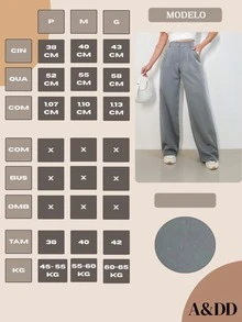 A&DD MODA, REF: 3271--BX003 Calça Feminina Cintura Alta, Calça Casual Feminina, Calça Perna Larga, Calça Elegante, Calça Feminina Estilo Popular, Calça Alfaiataria, Calça Social para Escritório, Calça Moderna para o Dia a Dia, Calça Pantalona, Calça Wide Leg, Calça Feminina Versátil, Calça Confortável com Caimento Leve, Calça para Saídas e Compromissos, Calça com Estilo Atual - Cinza - Visão 7