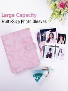 1Set A5 PU Leather Notebook Binder, 6 Ring Refillable Binder For Cash Stuffing Cover Photocard Binders, Large Multi-Functional Photo Album And Business Card Holder, Suitable For Collectible Cards, Sports And Game Trading Card, For Everyday Use
