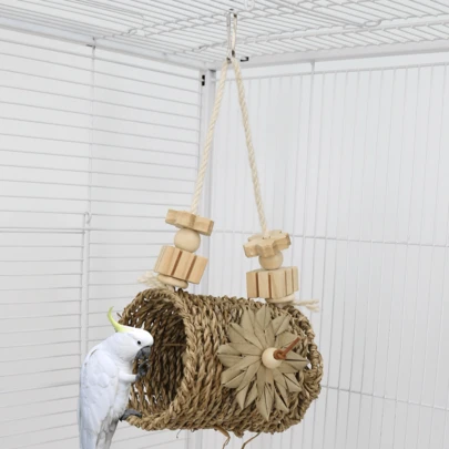 Papegojleksak Boet Gunga Tuggrör Varm Trä Papegojor Sittpinne Leksak För Husdjur Fågel