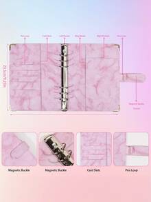 1Set A5 PU Leather Notebook Binder, 6 Ring Refillable Binder For Cash Stuffing Cover Photocard Binders, Large Multi-Functional Photo Album And Business Card Holder, Suitable For Collectible Cards, Sports And Game Trading Card, For Everyday Use