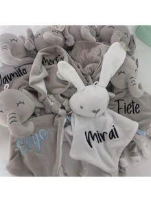 Personalized Embroidered Name/Text Comfort Toy, New Year Gift, Newborn Blessing Gift, Cartoon Soft Comfort Blanket, Rattle Paper Handkerchief, Plush Toy With Built-In Bell, Soft & Cute, Suitable As Gift For Family, Friends, Birthday, Holiday, Back To School - Multicolor - View 3