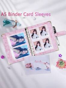 1Set A5 PU Leather Notebook Binder, 6 Ring Refillable Binder For Cash Stuffing Cover Photocard Binders, Large Multi-Functional Photo Album And Business Card Holder, Suitable For Collectible Cards, Sports And Game Trading Card, For Everyday Use