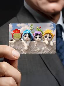 1 件卡通猫银行卡贴纸，PVC 防指纹耐用信用卡皮套，适用于交通卡、校园卡、借记卡、银行卡、信用卡的 DIY 装饰，返校用品