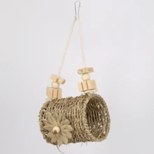 Parrot Toy Nest Swing Chew Tube Warm Wooden Parrots Perch Toy For Pet Bird