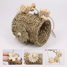 Parrot Toy Nest Swing Chew Tube Warm Wooden Parrots Perch Toy For Pet Bird