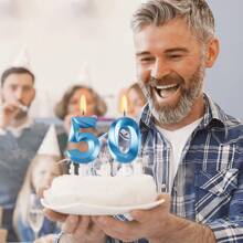 1 cây nến trang trí bánh sinh nhật, nến kỹ thuật số mạ vàng màu xanh dương tinh tế, đồ dùng trang trí đám cưới và sinh nhật, trang trí nhà cửa và tiệc tùng. - Màu xanh lam - Xem 5