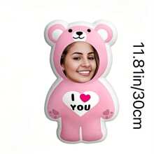 Personalized Face Pillow, Pink Bear, Customized Body Pillow, Personalized And Fun. Suitable For Father's Day, Mother's Day, Halloween, Christmas, Christmas Eve, Valentine's Day, Birthday, Personalized Day, Soldier's Day, Thanksgiving, Easter, April Fool's Day, Carnival, Festival, And National Day. - Upload Pictures to Customize Pillows - View 13