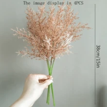 1/4/8 件人造植物，38 厘米假草，适用于墙壁、客厅、卧室、婚礼、派对装饰、桌面装饰。家居、桌面装饰、厨房、婚礼、餐桌、中心装饰、办公室、花园、户外、房屋、庭院装饰、春季、夏季、秋季和冬季装饰 - 咖色 - 查看 2