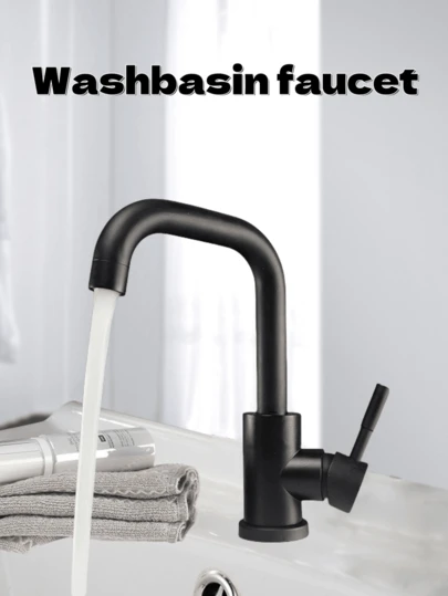 1 件套 360° 旋转不锈钢水龙头，适用于厨房水槽、浴室和阳台 - 冷热水，耐用不锈钢，易于安装，现代设计，适用于水槽、阳台水龙头的浴室水龙头，现代美学，高品质饰面