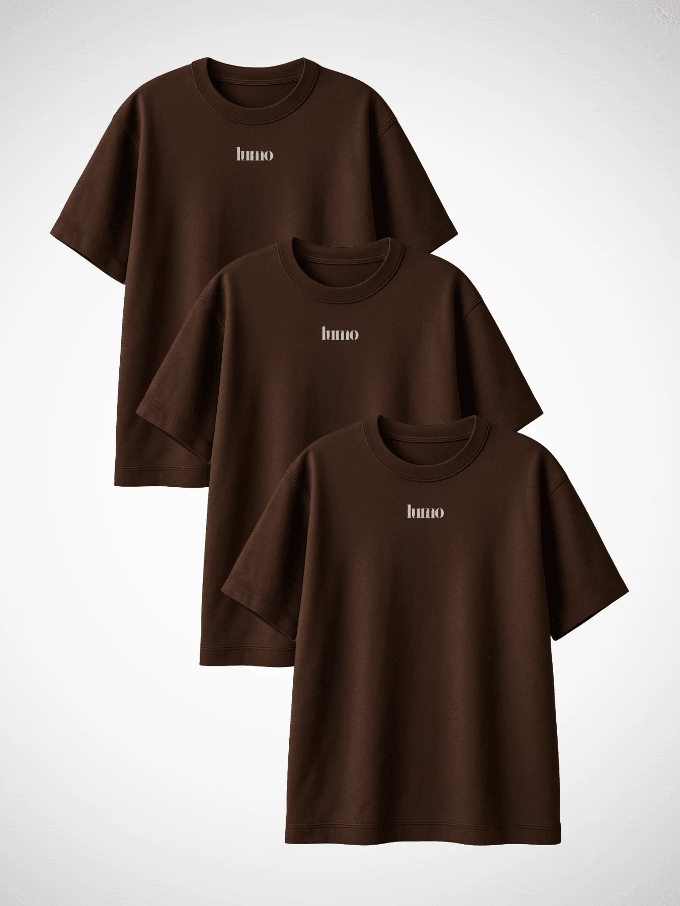 Kit 3 Oversized T-Shirts For Men And Women Unisex Streetwear Plain Academia Lumo Premium 100% Cotton - 鏽棕色 - 查看 1