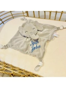 Personalized Embroidered Name/Text Comfort Toy, New Year Gift, Newborn Blessing Gift, Cartoon Soft Comfort Blanket, Rattle Paper Handkerchief, Plush Toy With Built-In Bell, Soft & Cute, Suitable As Gift For Family, Friends, Birthday, Holiday, Back To School - Multicolor - View 11