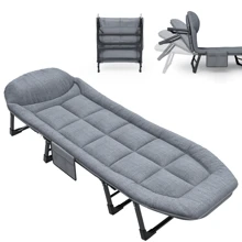 SnozeFlex Adjustable Folding Camping Cot|Lightweight & Portable|Built-In Pillow + Side Pocket