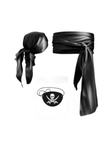 1/3pcs Halloween New Satin Satin Pirate Headband Waistband Felt Skull Eye Mask, Funny Cosplay Medieval Renaissance Pirate Costume Accessories, Masquerade Ball Christmas Party Magic Outfit Props - Multicolor - View 17