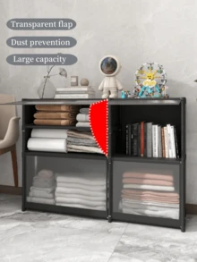 1pc Portable Multifunctional Cube Storage Cabinet With Cover, Free-Standing Organizer For Bedroom, Living Room, Kitchen, Office - Suitable For Home Decor, Valentine's Day Gift - Multicolor - View 3