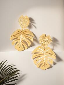 1 对复古龟背竹棕榈绿叶吊坠耳钉热带叶春夏季耳环适合女士女孩优雅休闲时尚现代度假珠宝礼物