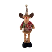 Juego de figuras de peluche - 1 pieza/3 piezas de Papá Noel, Muñeco de Nieve y Reno, con patas ajustables | Decoración festiva adorable para el hogar y fiestas, perfecta para familia, hotel o decoración de escaparate de tienda - Sin necesidad de energía, de vuelta a la escuela Día de San Valentín