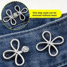 2/4pcs Four-Leaf Clover Buckle Waist Adjusters, Sewingless Adjustable Waistband, Detachable Pants Clips Fit For Various Pants