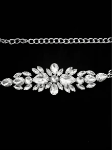 1 Stück Damengürtel mit Strass-Verzierung, elegante silberne Taillen-Kette
