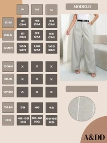 New Women's Striped High Waist Trousers With Side Pockets And Wide Leg Casual Pants - Xám - Xem 6