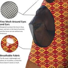 Comfortable Fly Mask With Ears, UV & Sunblock Protection - Soft & Lightweight - Breathable Fly Mask Suitable For Pony (M; Cob) - Red - View 3