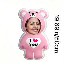 Personalized Face Pillow, Pink Bear, Customized Body Pillow, Personalized And Fun. Suitable For Father's Day, Mother's Day, Halloween, Christmas, Christmas Eve, Valentine's Day, Birthday, Personalized Day, Soldier's Day, Thanksgiving, Easter, April Fool's Day, Carnival, Festival, And National Day. - Upload Pictures to Customize Pillows - View 15