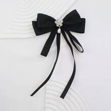 1 Peça Gravata Borboleta de Moda Feminina, Broche com Fita Longa, Decorado com Strass, Adequado para Uniformes Escolares, Vestidos Formais e Uso Diário