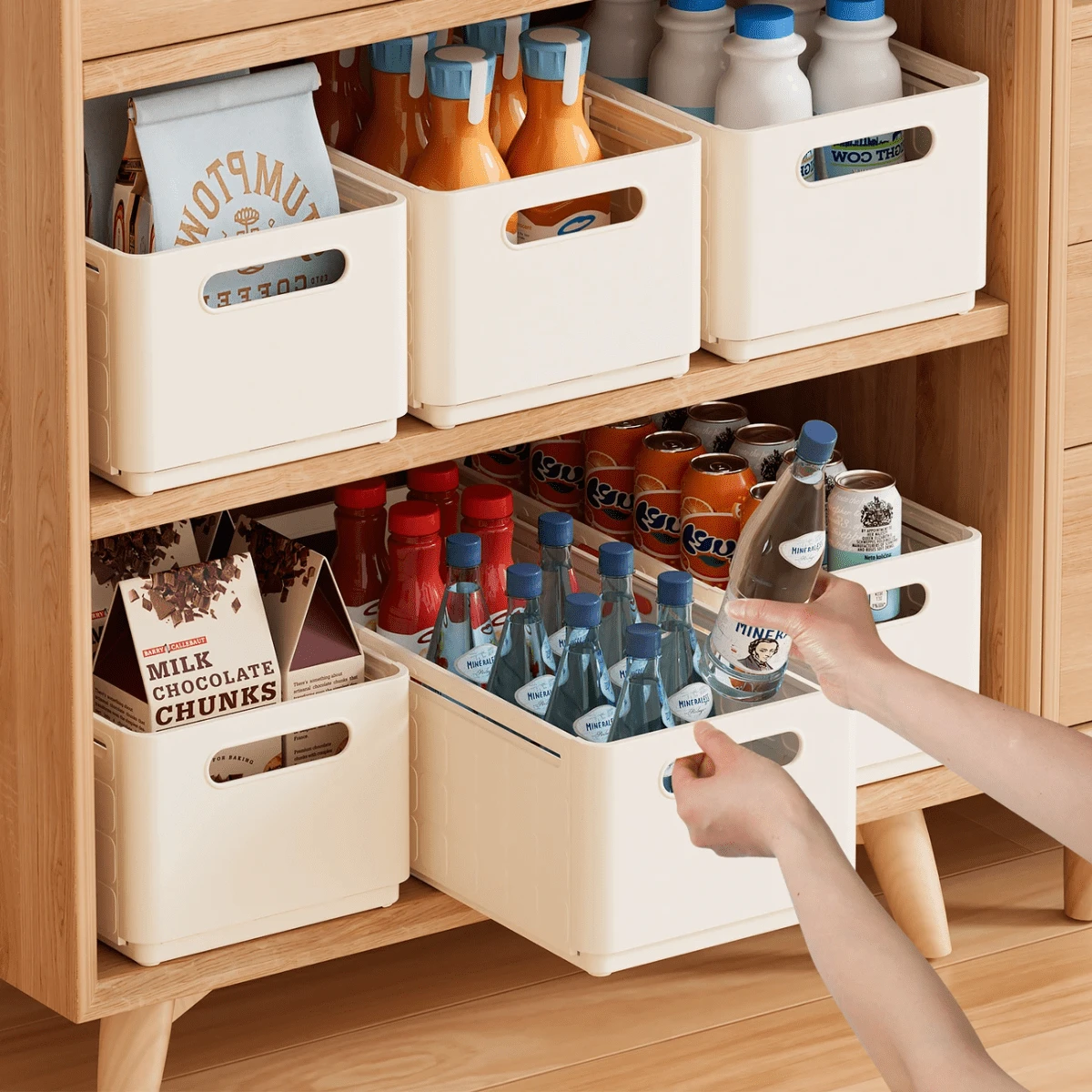 Retractable Organizer Basket With Drawer And Handle Multipurpose For Bathroom Kitchen Table And Cabinet 48 X 20 X 15cm - Multicolor - View 1