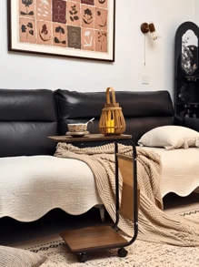 1pc Wheeled Bedside Nightstand, Mobile Sofa Side End Table, Small Office Desk, Dining Room Serving Cart