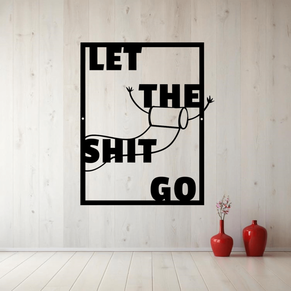 1 Stück, die Buchstaben LET.THE.-GO verbinden Schönheit und Charme. Dekoratives Eisenband Strichkunst, geeignet für Innenbereich, Wand, Malerei, Dekoration, Zimmer Dekoration, Wohnzimmer Dekoration. Es benötigt keine Batterie, es ist ein Metallprodukt