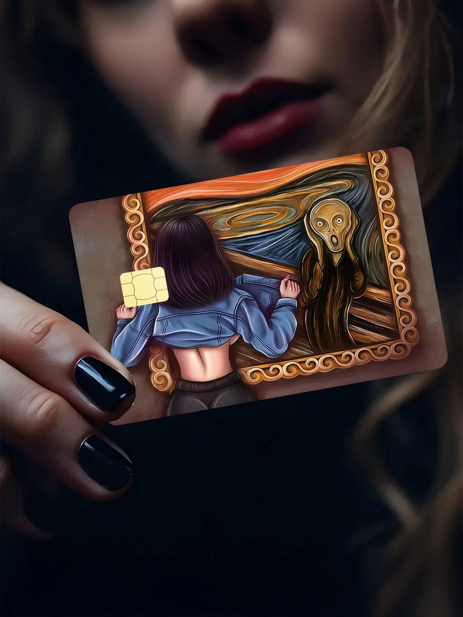 1 件创意银行卡贴纸，个性化 PVC 防指纹超薄耐用防刮隐私卡贴纸，适用于 DIY 时尚装饰，保护银行卡、交通卡、校园卡、学习用品和返校用品