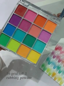1盒16色渐变眼影盘，极光镜面美甲闪粉，适用于化妆、美甲DIY和美甲沙龙