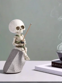 1 件树脂骷髅鬼香炉适用于客厅/书房/家居桌面装饰、万圣节花园/庭院家居装饰 - 彩色 - 查看 3