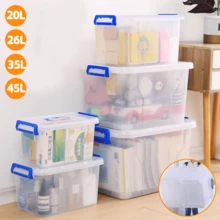 20L 26L 35L 45L Plastic Storage Box Boxes Lid, With Handles, With Wheels Food Toy Clothes Container Home Kitchen Office - White - View 1