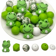 26 件 3D 可爱小青蛙硅胶珠套装 - 适用于钥匙扣、笔珠、钥匙扣套件和其他创意珠宝配件