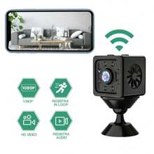 1 pezzo Telecamera mini smart Full HD 1080p - Supporta Wi-Fi 2.4G, visione notturna a infrarossi, rilevamento del movimento, chiamata vocale bidirezionale, ricarica USB, visualizzabile tramite app mobile, facile installazione. Adatto per monitoraggio di ufficio, famiglia, bambini, animali domestici e anziani.
